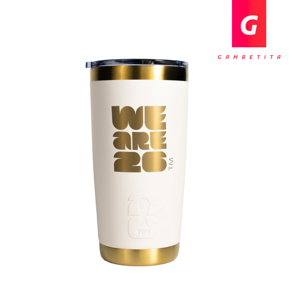 Termo Norday Colección Mundial Modelo Tumbler 20 Oz FIFA White & Gold