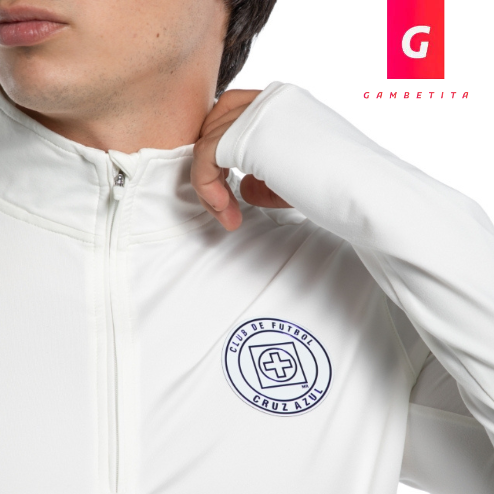 Playera de Entrenamiento Medio Cierre de Cruz Azul Color Beige para Hombre Temporada 26-27