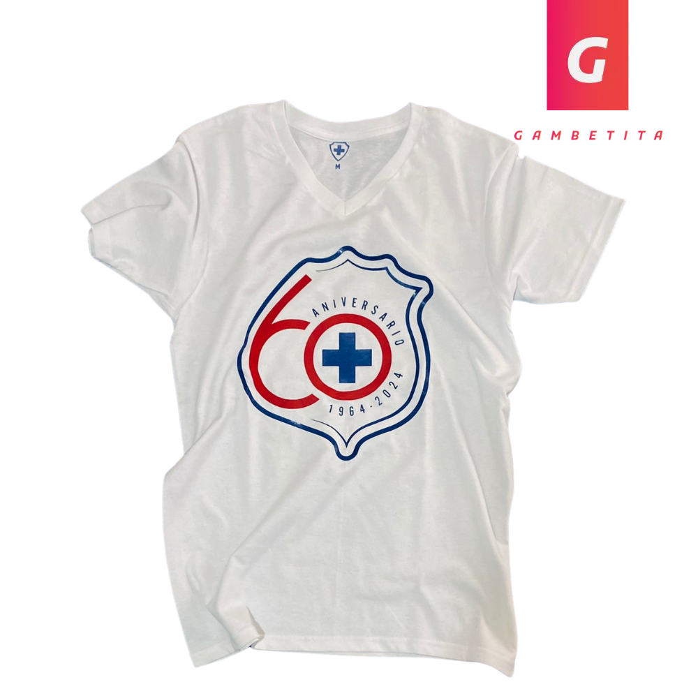 Playera Conmemorativa del 60 Aniversario de Cruz Azul para Hombre Color Blanca