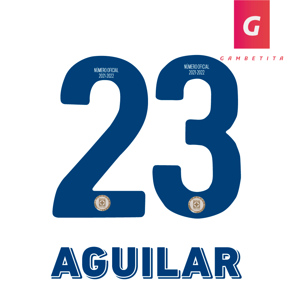 Tipografia de Cruz Azul para Jugador Color Azul Clausura 2022 Número 23 Nombre Aguilar
