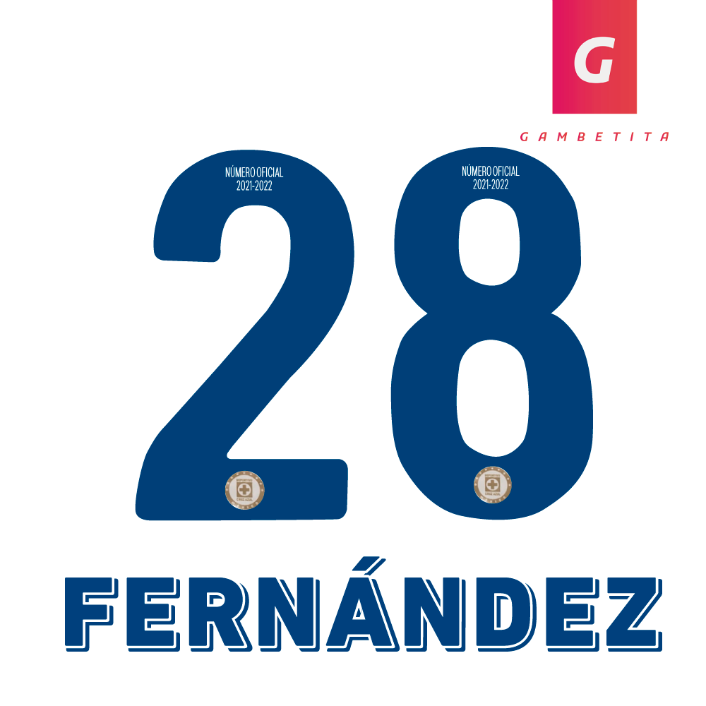 Tipografia de Cruz Azul para Jugador Color Azul Clausura 2022 Número 28 Nombre Fernández