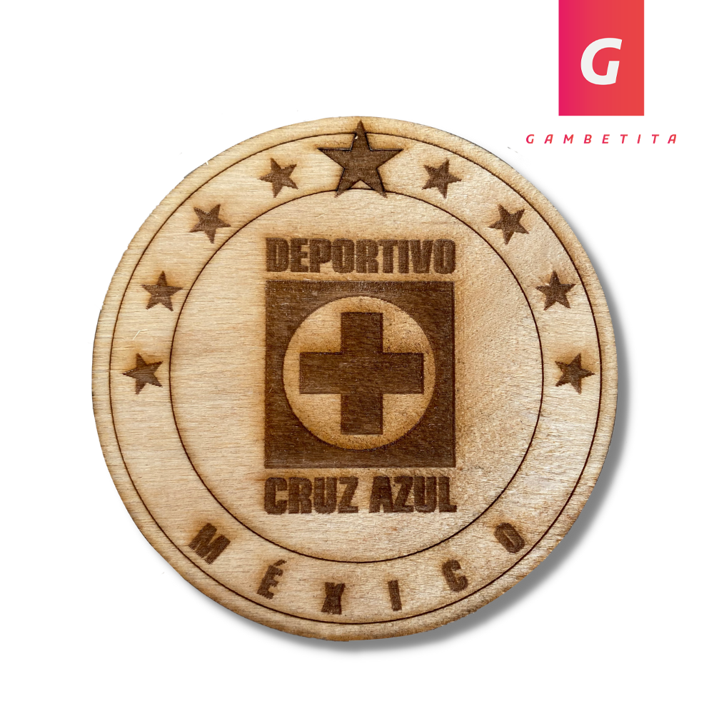 Portavasos de Cruz Azul en Madera