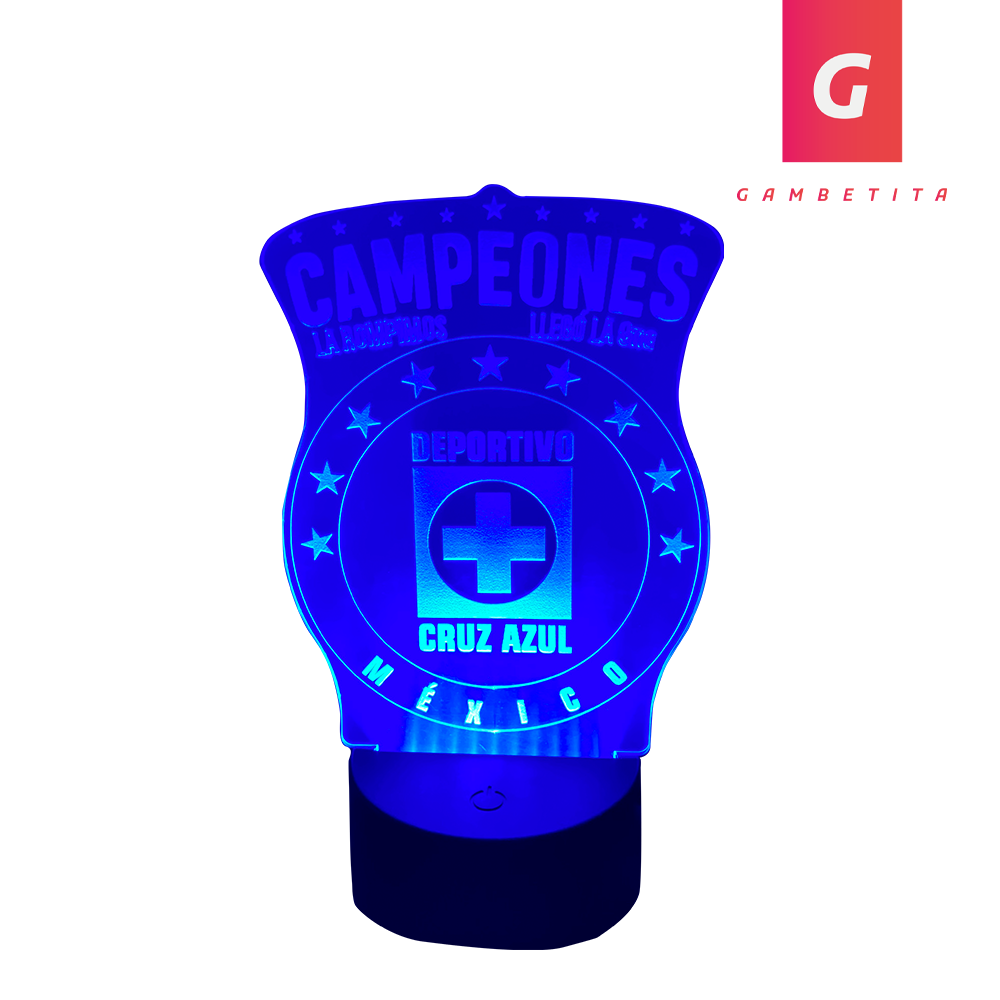 Lámpara Multicolor de Cruz Azul en Acrilíco