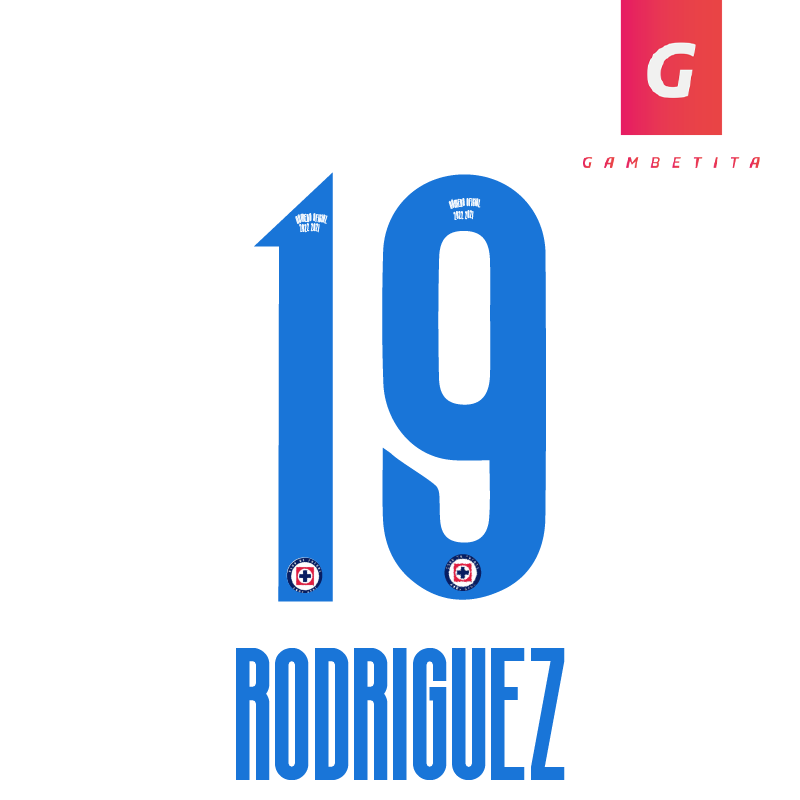 Tipografia de Cruz Azul para Jugador Color Azul Apertura 2022 Número 19 Nombre Rodríguez