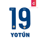 Tipografia de Cruz Azul para Jugador Color Azul Clausura 2022 Número 19 Nombre Yotún